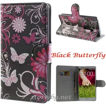 Image 1 of LG G2 D802 Painted Wallet Кожен Калъф + Протектор