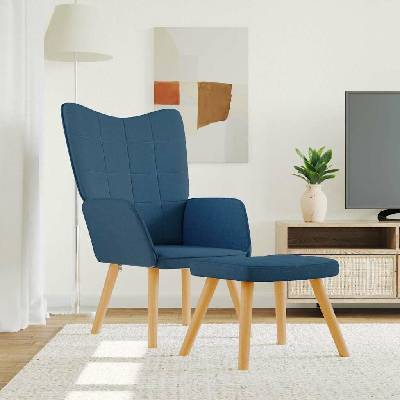 vidaXL 327938 Relaxační se stoličkou textil Modrá