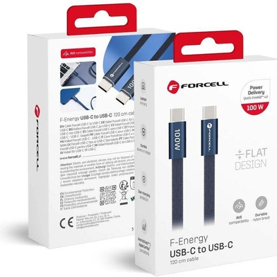 Forcell CCFN23 USB-C / USB-C plochý 100W PD QC4.0 AVS 1,2m modrý