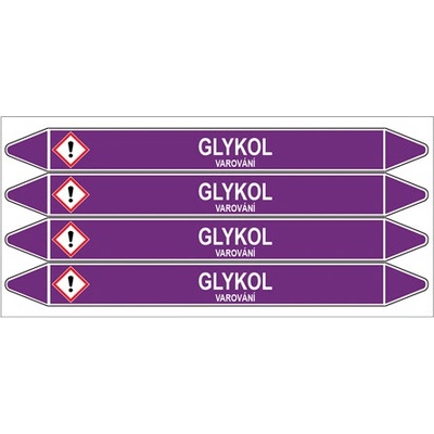 Značení potrubí, glykol,4 ks, 250 × 26 mm PZ 007186