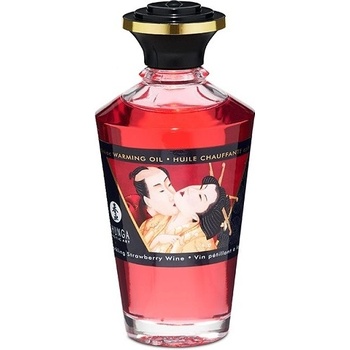 Shunga Hřejivý masážní olej s afrodiziaky jahody/šampaňské 100 ml