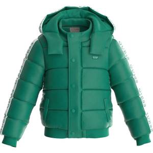 GUESS Зимно яке за момиче в зелено с контрастни ивици Guess