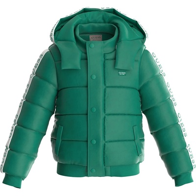 GUESS Зимно яке за момиче в зелено с контрастни ивици Guess