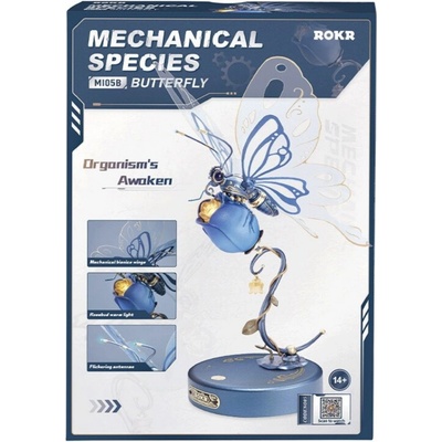 Robotime 3D mechanické puzzle Modrý motýl 79 ks