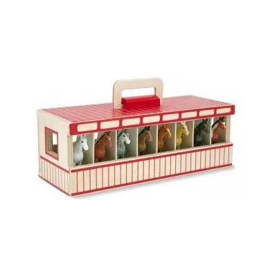 Melissa & Doug Дървен комплект Melissa&Doug, Конюшня с 8 коня, 12.7 х 32 х 12.7 см, 000772137447
