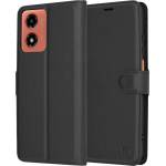 Techsuit Калъф за Motorola Moto Moto G04 / Moto G04s / Moto G24 / Moto E14 - Кожено Протектор - Черен (KF2323760)