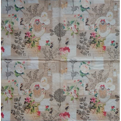 Ambiente obrúsky Vintage s květy 33x33cm