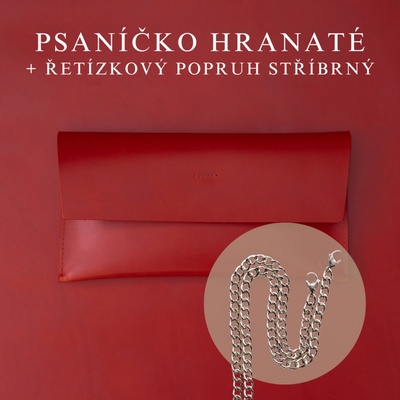 Wood Style psaníčko Hranaté Červené Řetízkový stříbrný