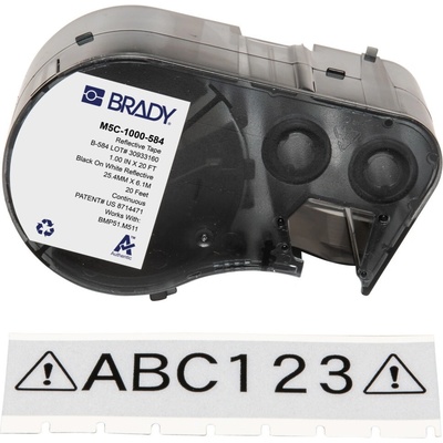 Brady M5C-1000-584 / 170935, 25.40 mm x 6.10 m, Пластмаса, черен печат / бял фон (170935)