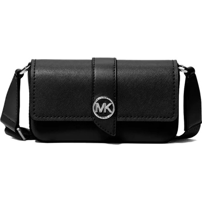 Michael Kors kožená kabelka Greenwich silver black černá