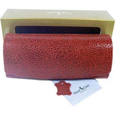 Feba Luxusní dámské pouzdro na brýle z pravé kůže s mikrovláknem červené