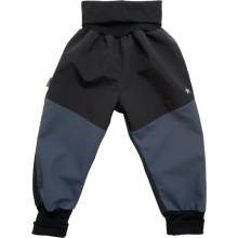Vyrobeniny detské softshellové nohavice bez zateplení černá šedá