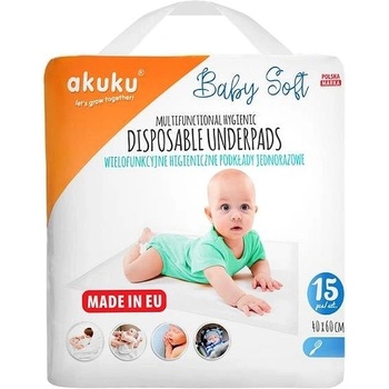 Akuku Jednorázové Hygienické Podložky Baby Soft 40x60cm 15ks