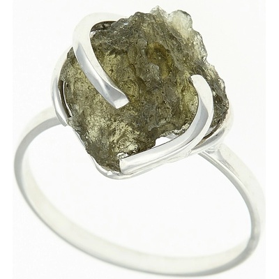 My Moldavite Stříbrný prsten s přírodním vltavínem 25-009
