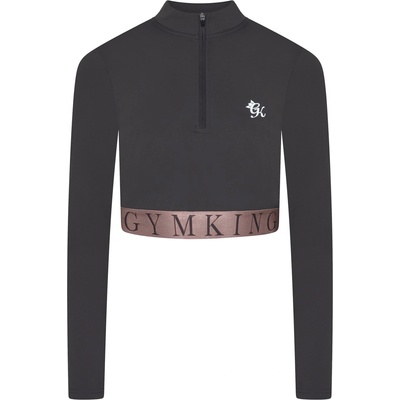 Gym King Impact 1/4 Zip Funnel - Black - Slate/Peach