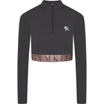 Gym King Горнище с цип Gym King Women's Impact Quarter Zip Funnel Neck Black Crop Top - Slate/Peach