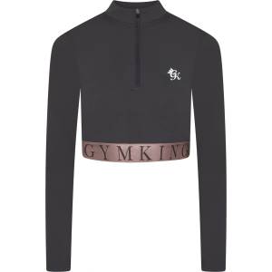 Gym King Горнище с цип Gym King Women's Impact Quarter Zip Funnel Neck Black Crop Top - Slate/Peach