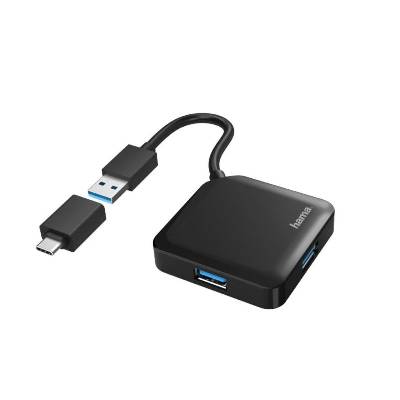 Компютърен аксесоар HUB HAMA 4 порта USB Type A 3.2 + OTG Adapter Type C