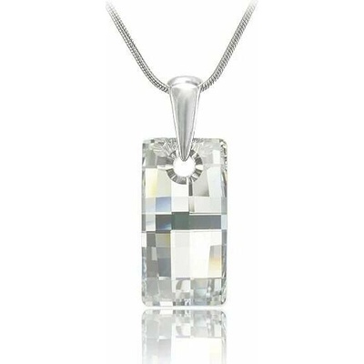 Swarovski Elements Stříbrný náhrdelník bílý obdélník 34244.1 Crystal