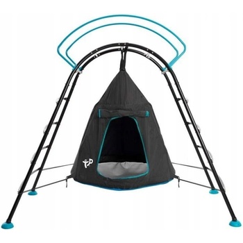 TP Toys oceľová preliezka UFO so závesným kreslom 122 x 217 x 201 cm čierno - modrá