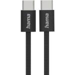 Hama Кабел за зареждане "Fabric", USB-C - USB-C, 1 m, Nylon, черен (HAMA-195002) - megamag