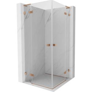 Mexen Lunar L Duo душ кабина с отварящи се врати 110 x 110 см, прозрачна, матирано медно - 834L-110L-110P-65-00 (834L-110L-110P-65-00)