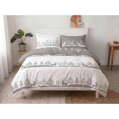 Áčko bavlna obliečky UPSALA White grey 70x90 140x200