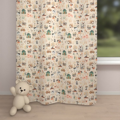 Biante Detský bavlnený záves Sandra SA-762 Zvieratká na farme na krémovom 150x250 cm