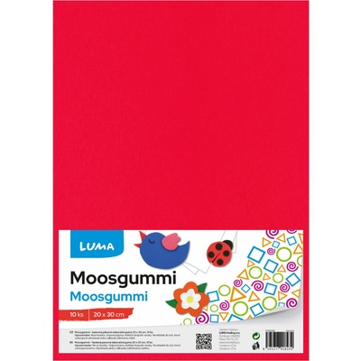 LUMA Moosgummi A4 červená - balení 10 ks