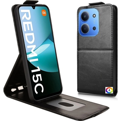 Xiaomi Redmi 15C 5G / 4G / Poco C85 4G- Кожен калъф с магнитен клип, Стенд и Холдер за Карти + Скрийн протектор | Цвят: Черен, Тъмносин, Оранжев, Розов