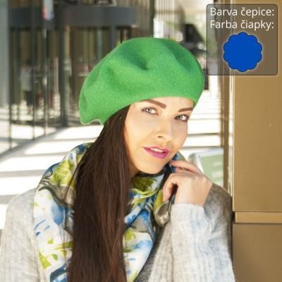 Karpet dámský baret vlněný královsky modrý