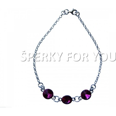 For You strieborný náramok Swarovski elements Rivoli ružový fuchsia nar-riv-003