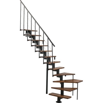 Minka STAIRS Lomené modulové schodiště Comfort Top Turn ořech/černá, 312 cm