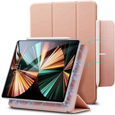 ESR Rebound Magnetic Case - магнитен полиуретанов калъф с поставка за iPad Pro 12.9 M1 (2021), iPad Pro 12.9 (2020), iPad Pro 12.9 (2018) (розово злато)