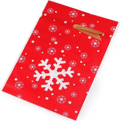 Prima-obchod Sáček s atlasovou stuhou vánoční 15x23 cm barva 2 červená vločka