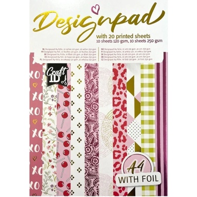 Creative Craft Group Sada jednostranných papírů Růžové vzory 120 - 250 g/m2,20 ks A4
