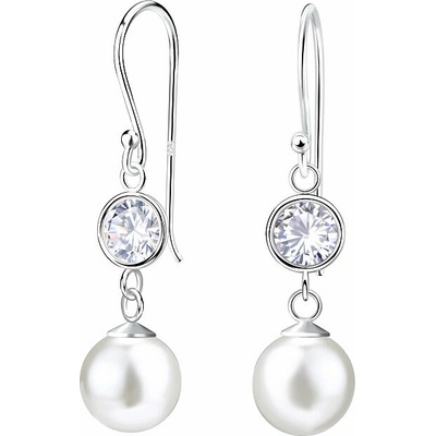 Nefertitis 34970 Stříbrné visací náušnice s perlou 6 mm a zirkonem NF63333 28 mm, 1,03 g