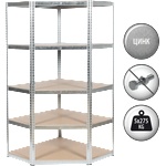 Carmen Ъглов метален стелаж Carmen CR-1019 - 180x90x45 см, до 275 кг на рафт - цинк (3580559) - xmall