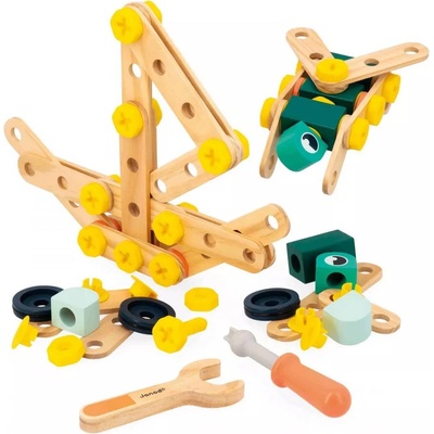 Janod BricoKids Drevená stavebnica s predlohami a náradím 100 ks