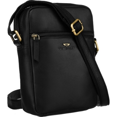 Peterson pánska crossbody taška z hladkej prírodnej kože čierna PTN 704-OPU UNI PTN 704-OPU