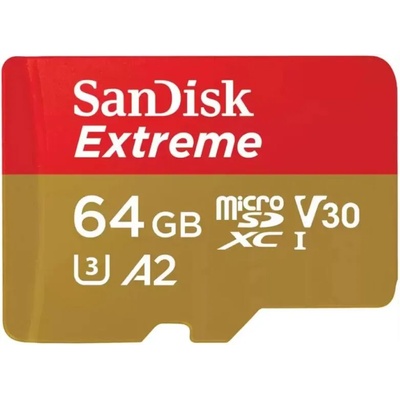 SanDisk Extreme microSDXC 64GB UHS-I/U3/A2/CL10 (SDSQXAH-064G-GN6MA/121585)
