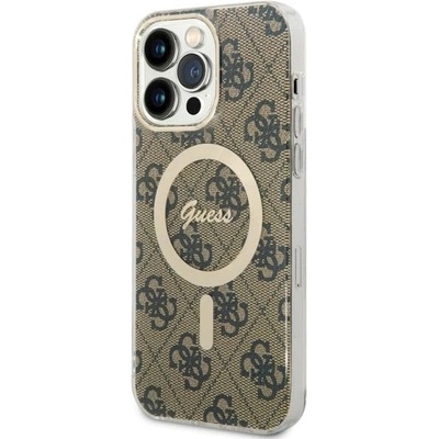 GUESS Кейс Guess GUHMP14XH4STW за iPhone 14 Pro Max 6.7", кафяв / кафяв, твърд, 4G MagSafe (3666339126902)