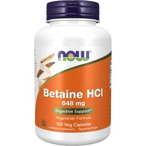 NOW NOW Betaine HCL 648mg, 120 Veg Capsules - fitnesdobavki - 32,99 лв