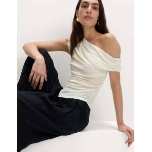 Marks & Spencer Драпиран асиметричен топ със мрежа Marks & Spencer кремава Marks & Spencer | Bezhov | ЖЕНИ | 12