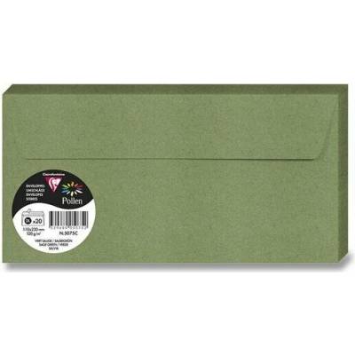 Barevná obálka Clairefontaine DL, samolepicí, 20 ks tm. zelená, DL