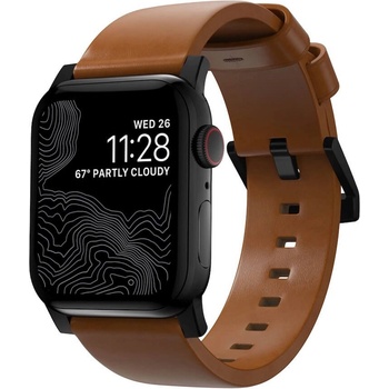 Nomad Кожена (естествена кожа) каишка за Apple Watch 42мм, 44мм, 45мм, 46мм, Ultra, Ultra 2 49мм - Nomad Modern Leather Band (светлокафяв-черен) (NM01804185)