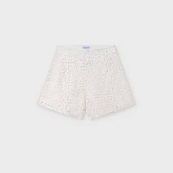 Mayoral Панталон къс дантела в мръсно бял цвят за момиче Майорал
