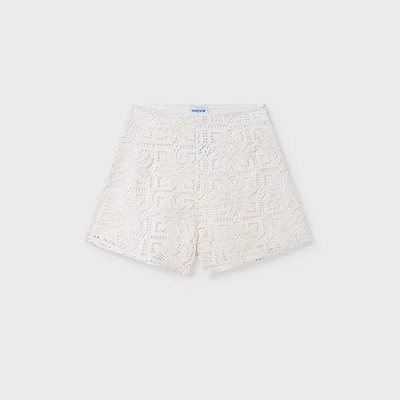 Mayoral Панталон къс дантела в мръсно бял цвят за момиче Майорал