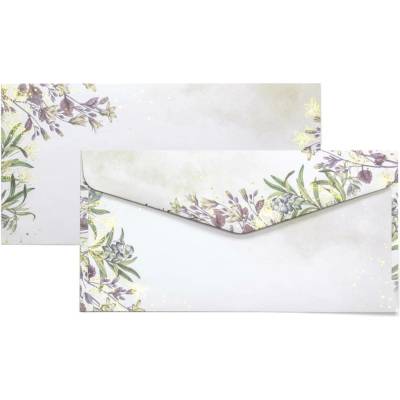 Galeria Papieru Ozdobné obálky hladké - DL, 120 g/m2, motiv metalických květin, 10 ks