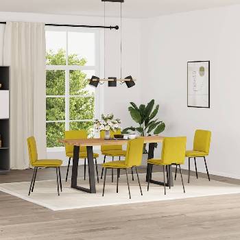 vidaXL Трапезни столове, 6 бр, жълти, кадифе (3315621)